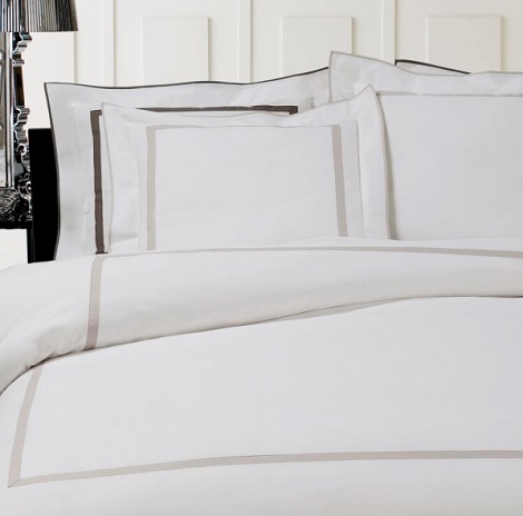 Bellora Ritz dekbedovertrek percale, wit, zwart bies, graphite, Italië